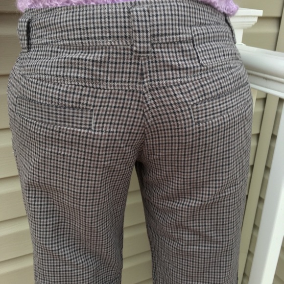 H&M Fine Plaid Straight Mid-Rise Grey Pants - Sz 6 - Picture 4 of 7